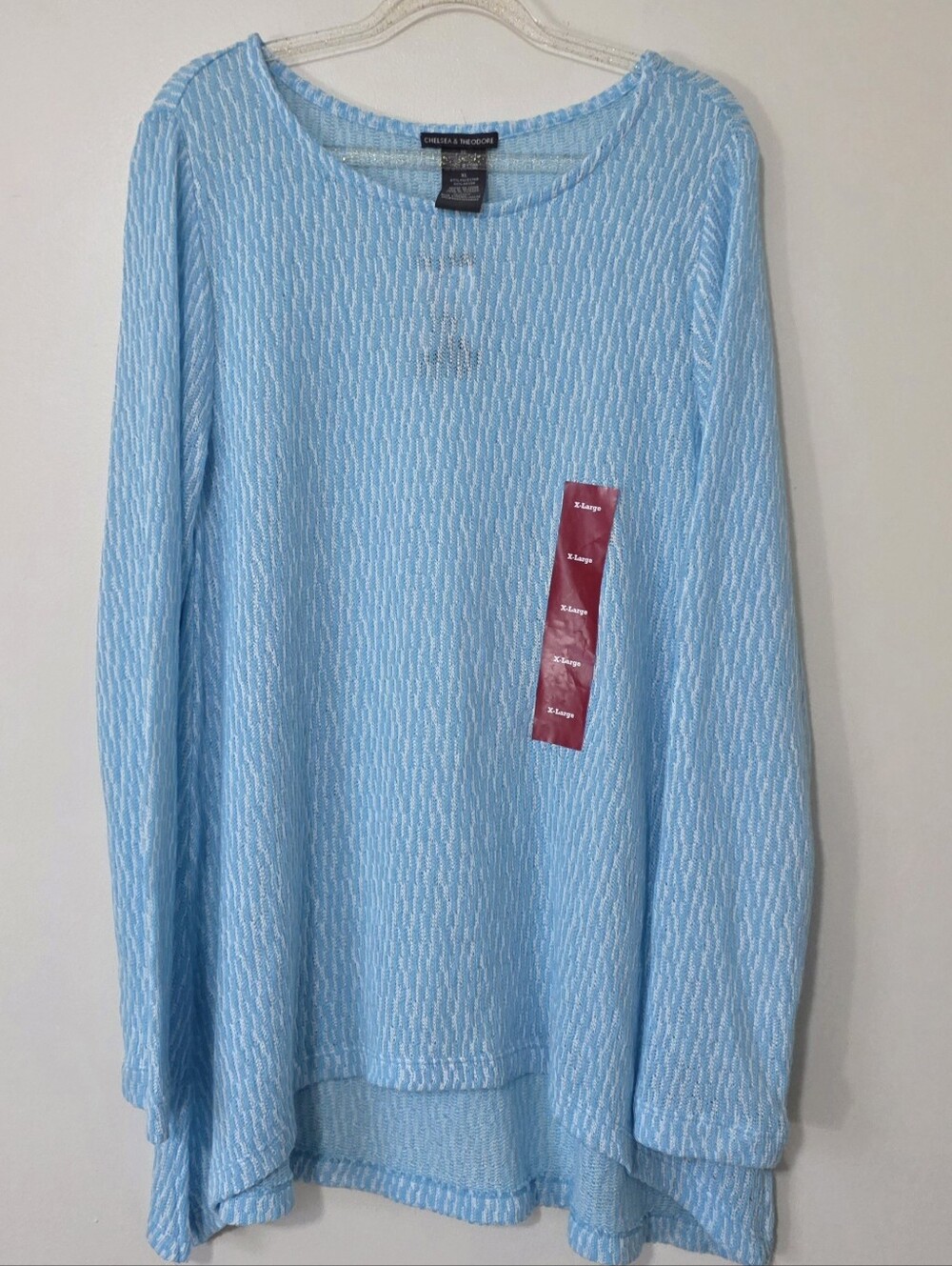 NWT Chelsea & Theodore Long Sleeve Tunic Top Cozy Effortless Coastal Blue XL